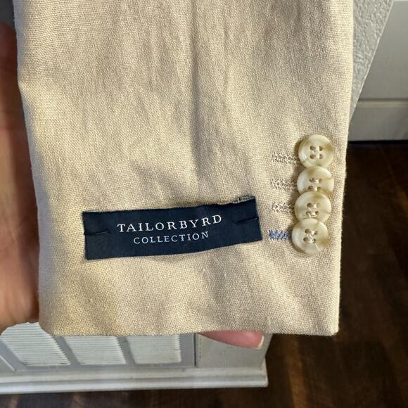 NWT TailorByrd Collection Men’s Linen-Blend Sport Coat Blazer Beige  Size 40R - Picture 5 of 12